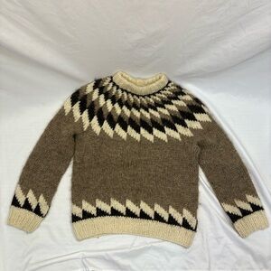 Vintage Nordic Icelandic Wool Fisherman Sweater Pullover Crewneck Knit Handmade